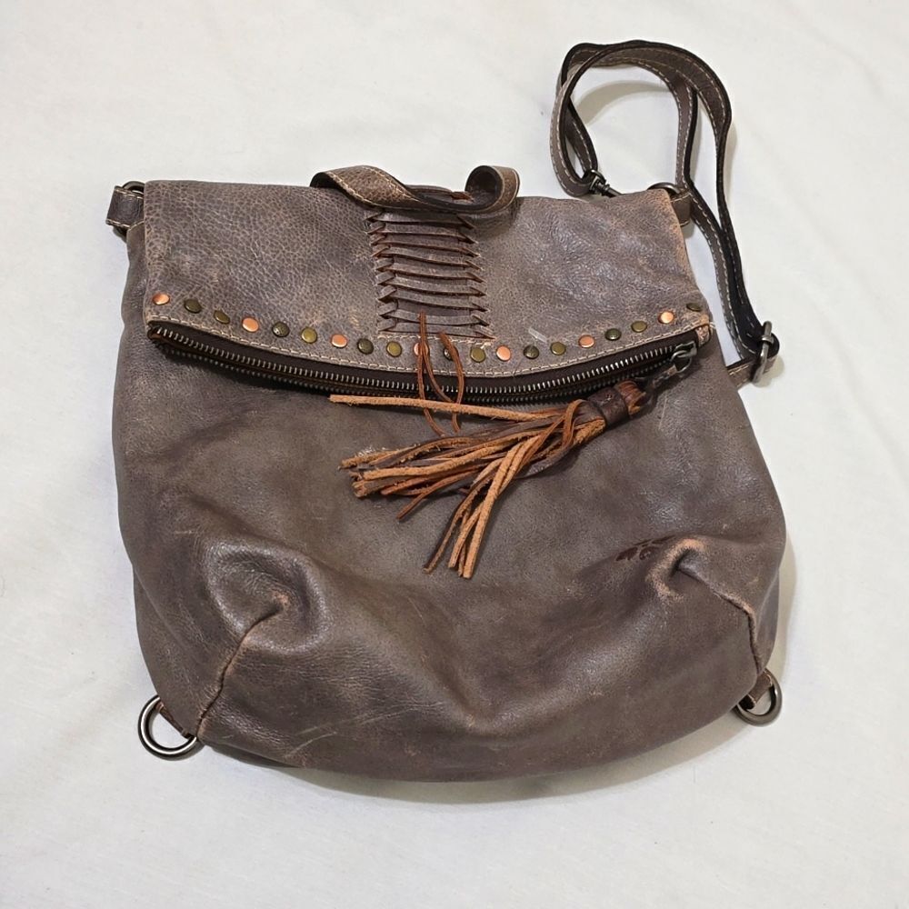 Patricia‎ Nash Luzille Convertible Backpack Heavy Washed Distressed Cloudy Gray